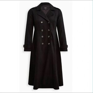 Torrid Wool Military Fit and Flare Coat Black Double Breasted 2PLUS 2X 18-20 NEW